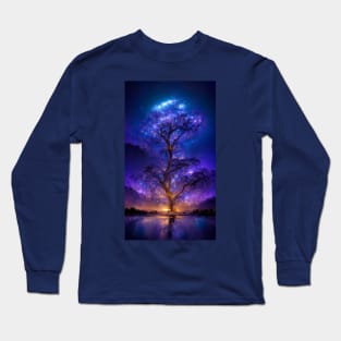 Tree of life glowing star like at night Long Sleeve T-Shirt